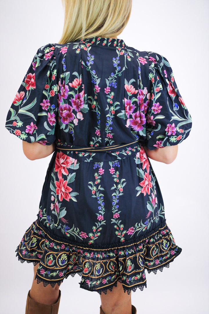 Belle Garden Mini Dress, Black