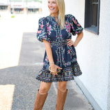 Belle Garden Mini Dress, Black