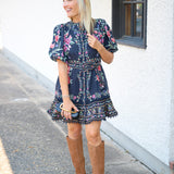 Belle Garden Mini Dress, Black
