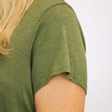 Side Slit V-Neck Tee, Italian Herb