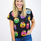 Candy In Halloween Baskets Tee, Black/Multi