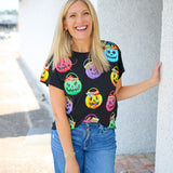 Candy In Halloween Baskets Tee, Black/Multi