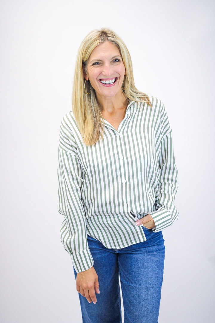 Oversized Button Down, Fernwood Stripe