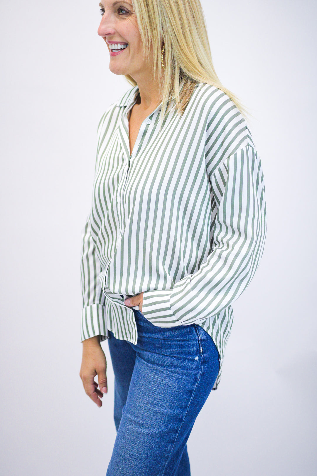 Oversized Button Down, Fernwood Stripe