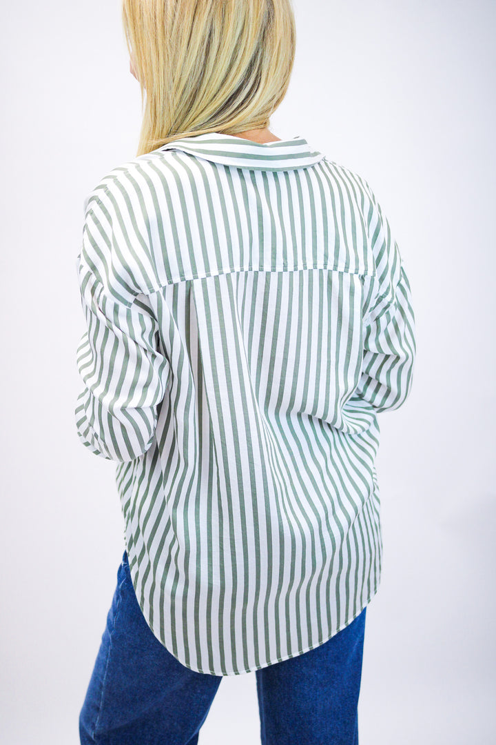Oversized Button Down, Fernwood Stripe