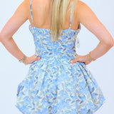 Larissa Floral Bubble Mini Dress, Blue Floral