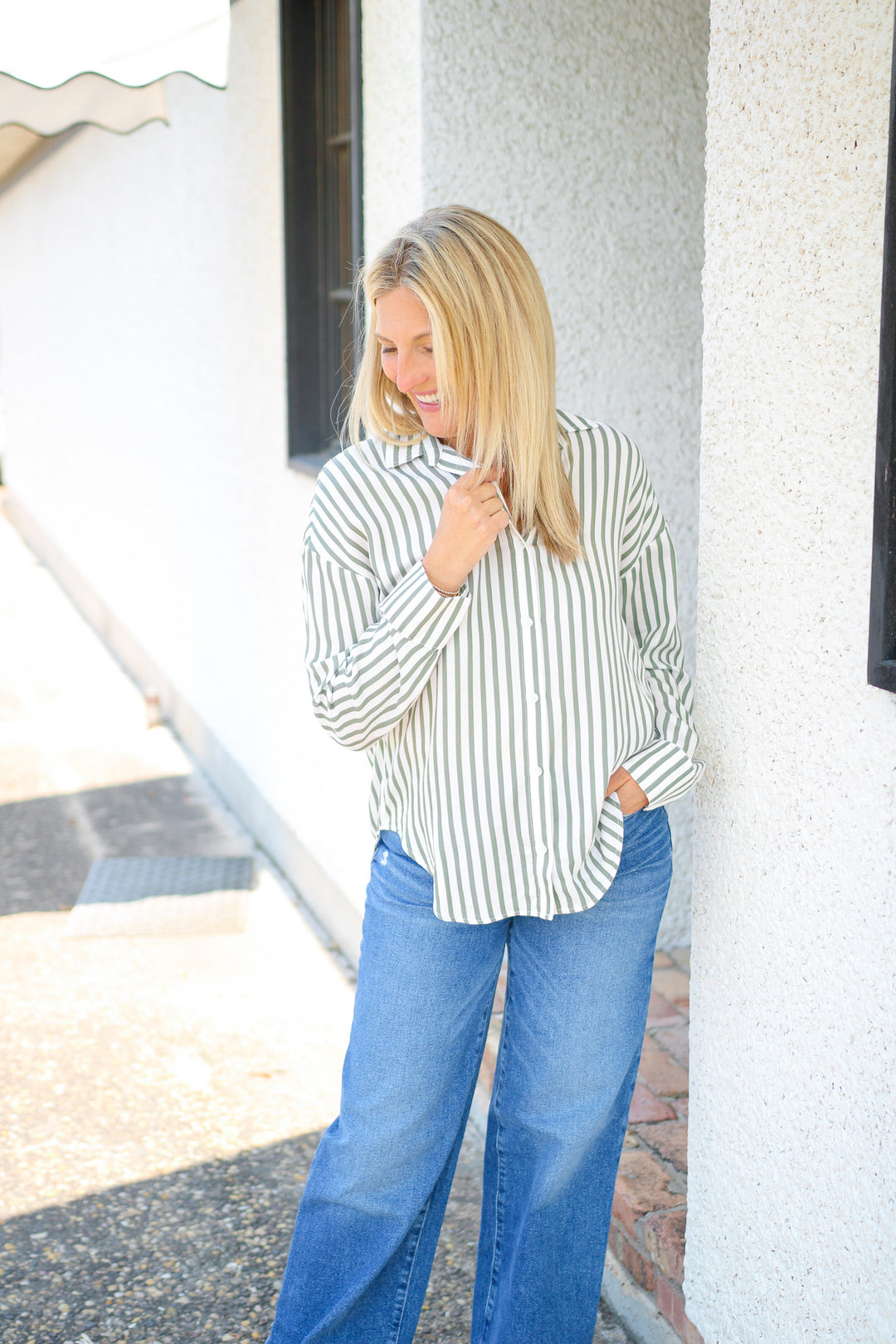Oversized Button Down, Fernwood Stripe