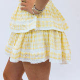 Ruffle Mini Gingham Eyelet Skirt, Honeycomb
