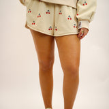Jeweled Cherry Shorts, Tan