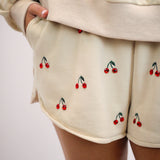 Jeweled Cherry Shorts, Tan
