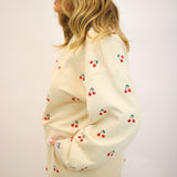 Jeweled Cherry Sweatshirt, Tan