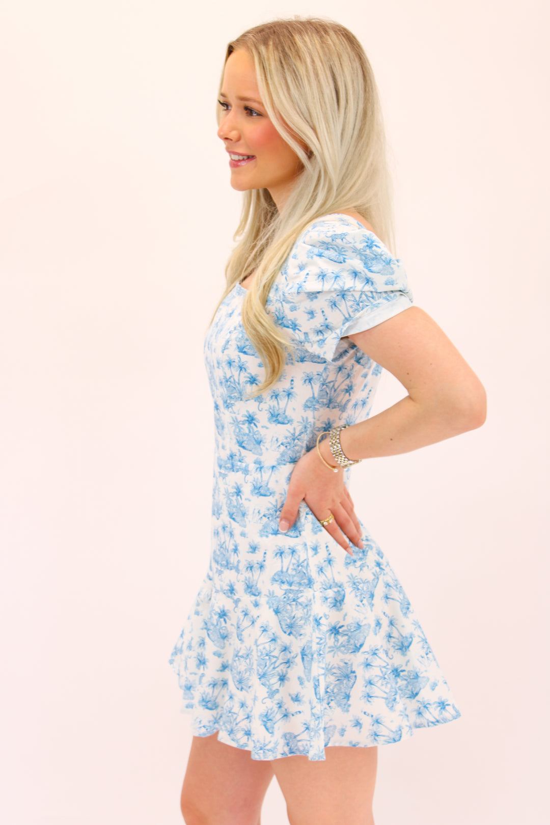 Kimberly Romper, Blue Jungle Toile