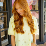 Jessie Eyelet Tee, Lemon Water Combo
