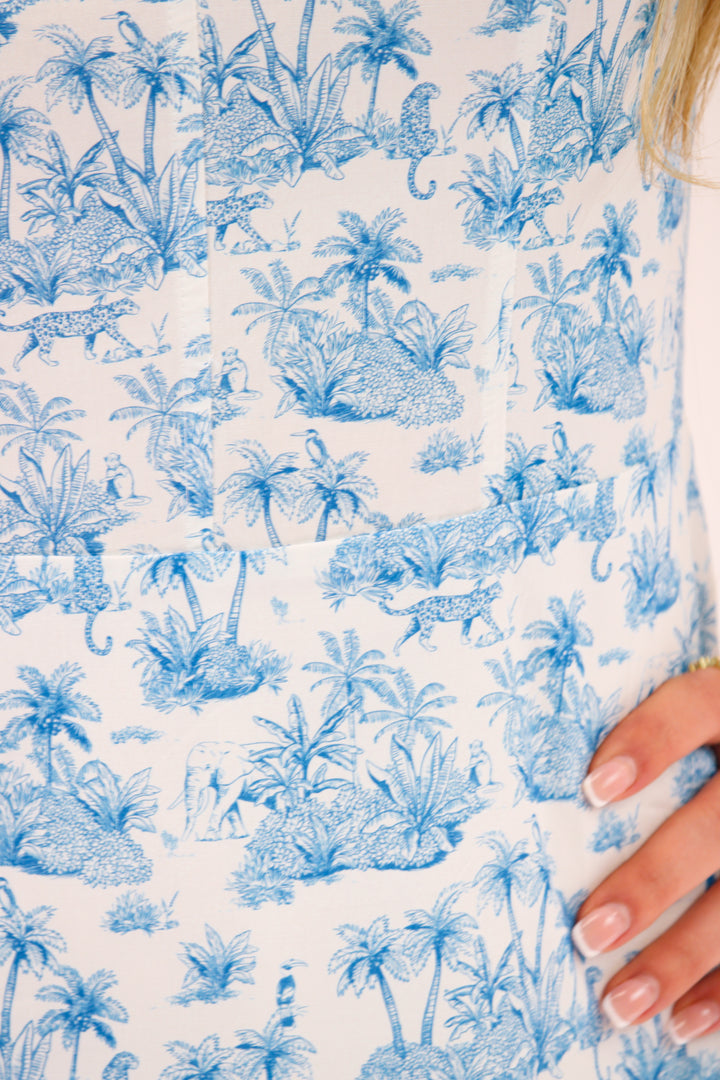 Kimberly Romper, Blue Jungle Toile