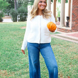 CozyChic® Textured Button Front Cardigan, Pearl