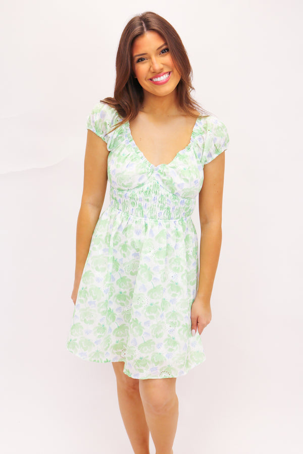 Wild About You Floral Eyelet Dress