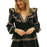 Meet For Brunch Embroidered Mini Dress, Black