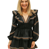 Meet For Brunch Embroidered Mini Dress, Black