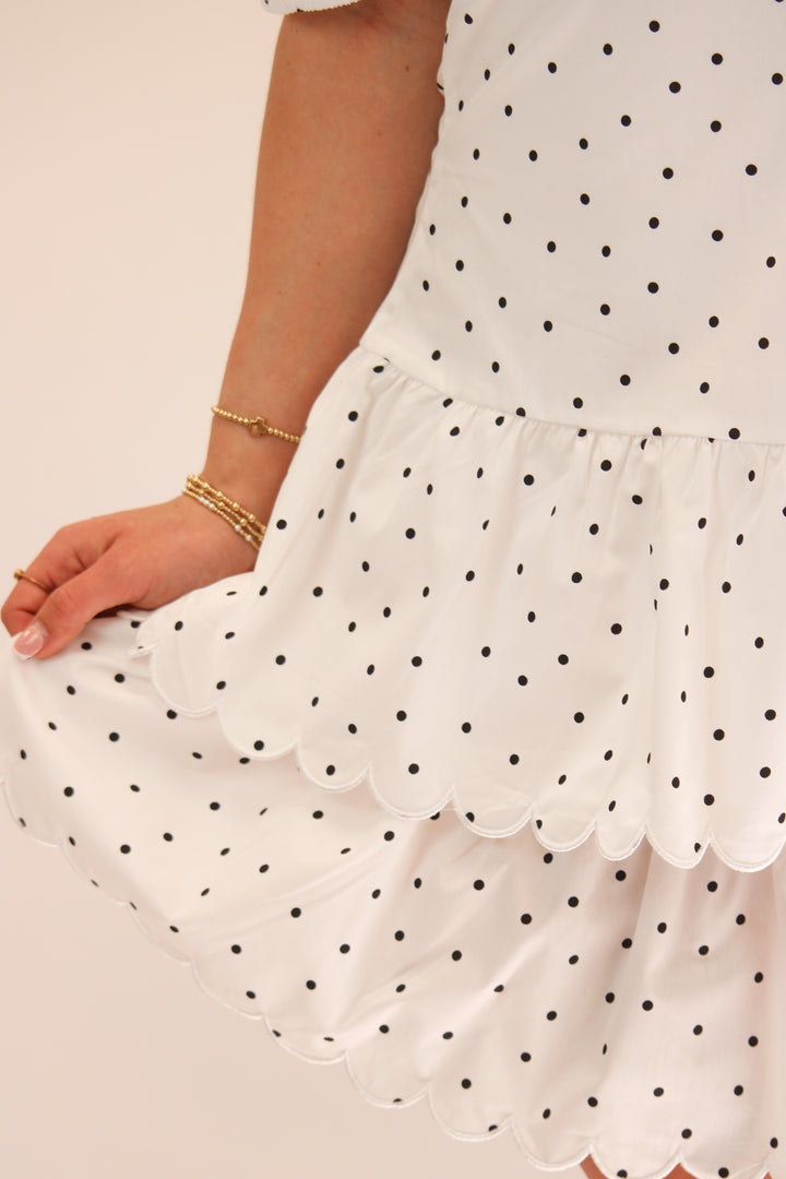 In This Moment Polka Dot Dress, White