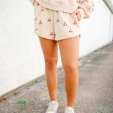 Jeweled Cherry Shorts, Tan