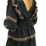 Meet For Brunch Embroidered Mini Dress, Black