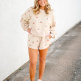 Jeweled Cherry Sweatshirt, Tan