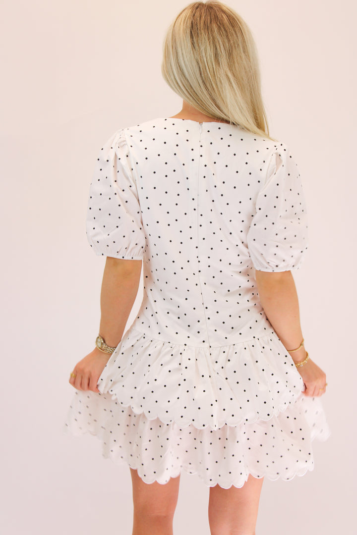 In This Moment Polka Dot Dress, White