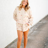 Jeweled Cherry Shorts, Tan