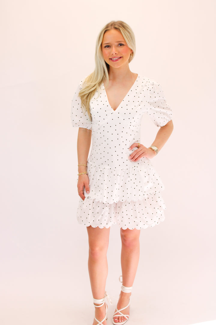 In This Moment Polka Dot Dress, White