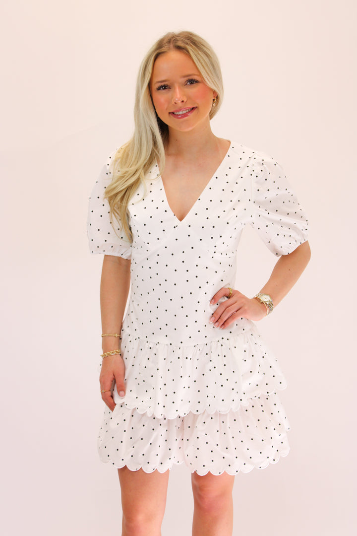 In This Moment Polka Dot Dress, White