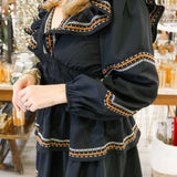 Meet For Brunch Embroidered Mini Dress, Black