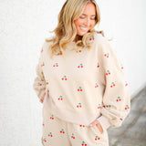 Jeweled Cherry Sweatshirt, Tan