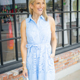 Outlined In Bloom Dress, Light Blue