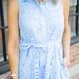 Outlined In Bloom Dress, Light Blue