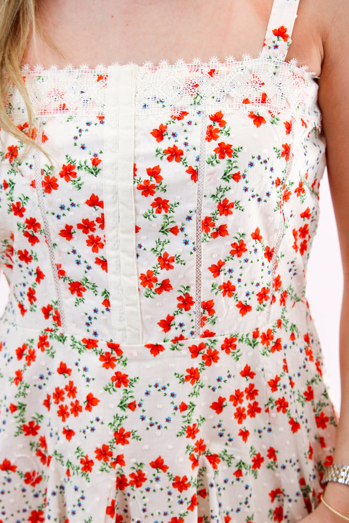 Time for Tea Dress, Cream/Orange