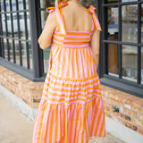 Lush Life Midi Dress, Orange/Pink