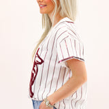 White & Maroon Stripe Collie Dog Tee