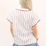 White & Maroon Stripe Collie Dog Tee