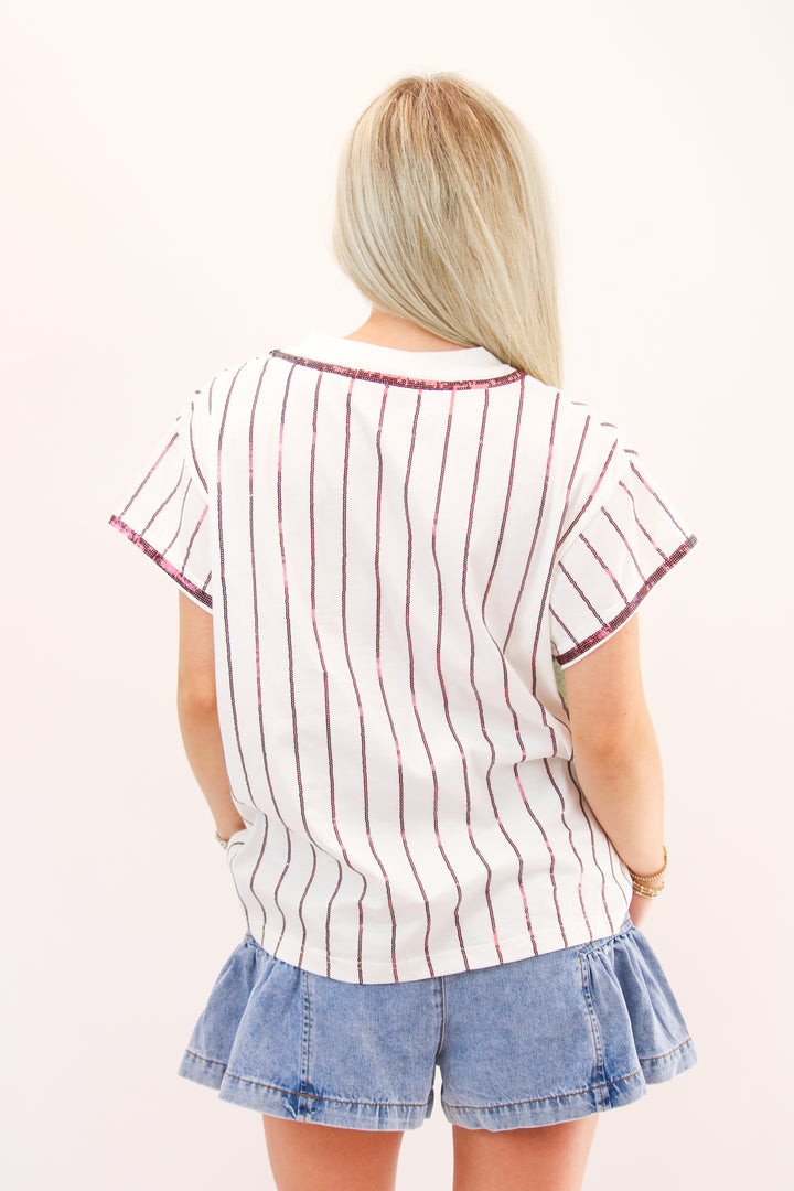 White & Maroon Stripe Collie Dog Tee