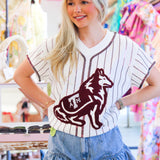 White & Maroon Stripe Collie Dog Tee