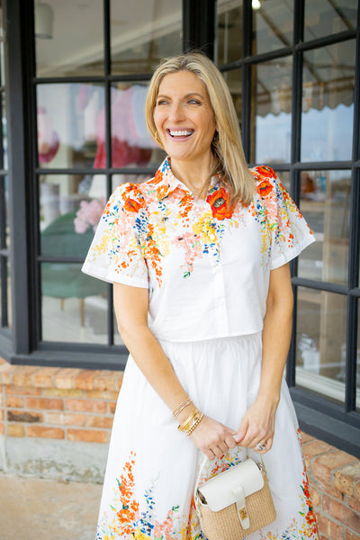 Poppy Picnic Top, Off White