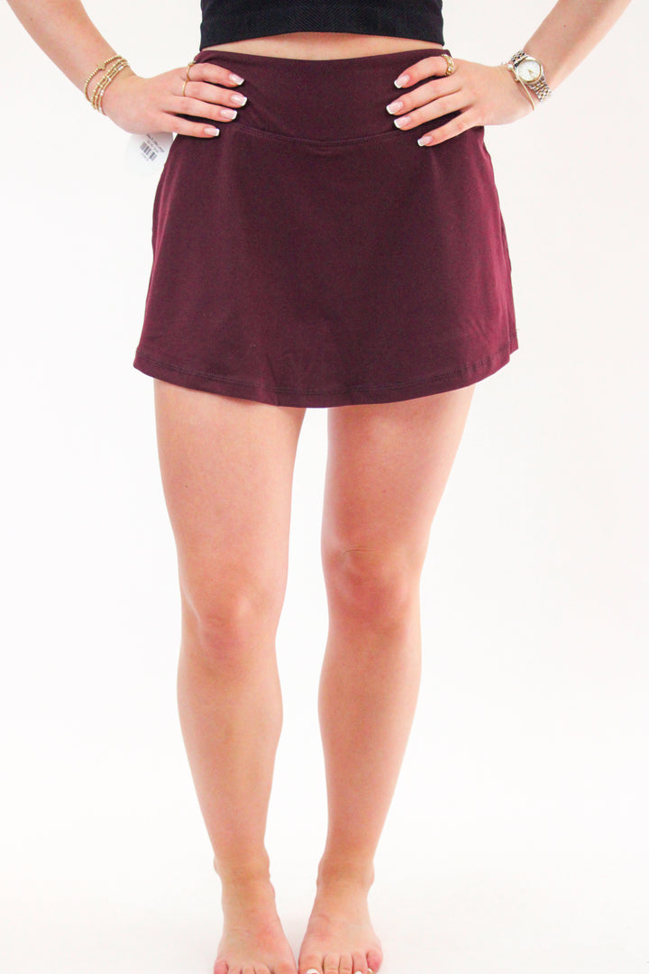 Stay A Little Longer Skort, Maroon