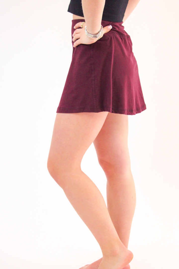 Stay A Little Longer Skort, Maroon