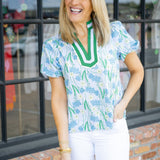 Tidepool Bloom Top, Blue