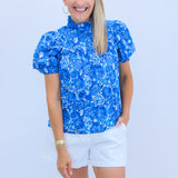 Brody Top, Blue Peonies