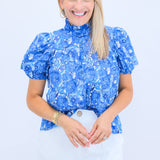 Brody Top, Blue Peonies