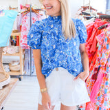 Brody Top, Blue Peonies