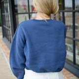 Pray Cropped Sweatshirt, Navy