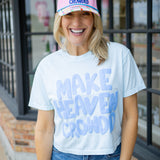 Make Heaven Crowded Puff Crop Tee, Blue