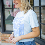 Make Heaven Crowded Puff Crop Tee, Blue